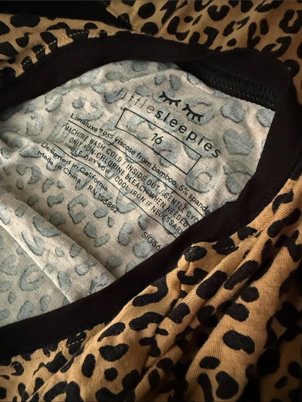 Little Sleepies Leopard Print Pajama Set in Tan and Black